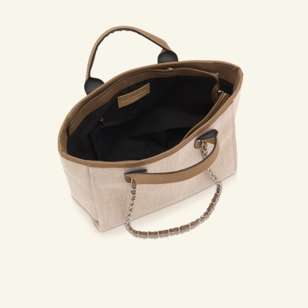 Lily & Bean The Lily Canvas Weekender Soft Fawn Jumbo Tote Bag JG Initials NWT - Picture 11 of 16